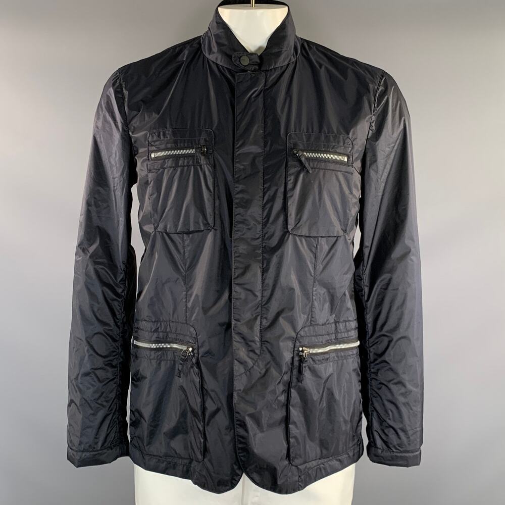 ARMANI COLLEZIONI Size 40 Navy Polyamide Blend Windbreaker Jacket